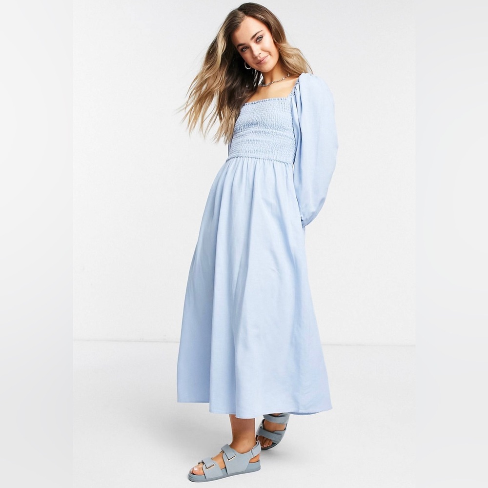 New look textured shirred midi dress